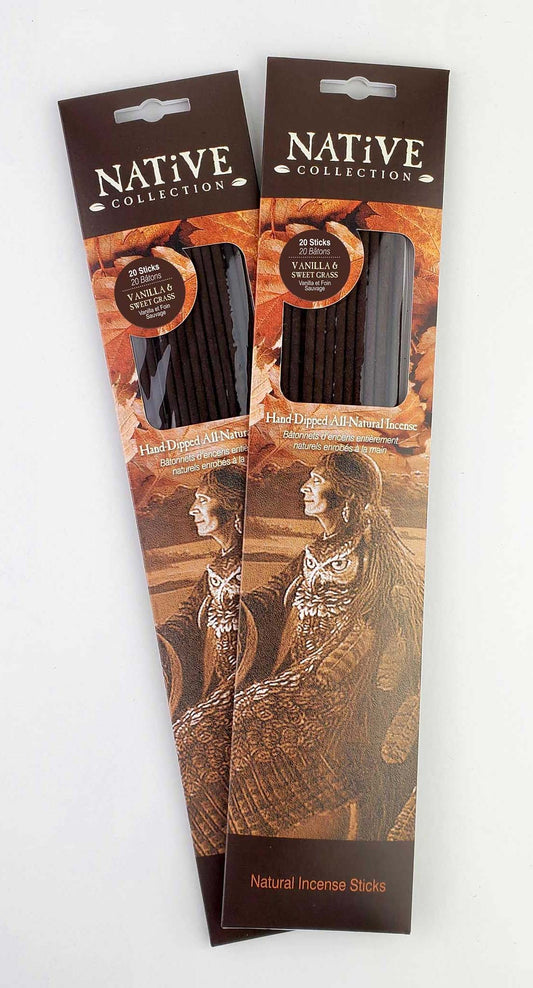 Native Vanilla and Sweetgrass All-natural Incense Sticks